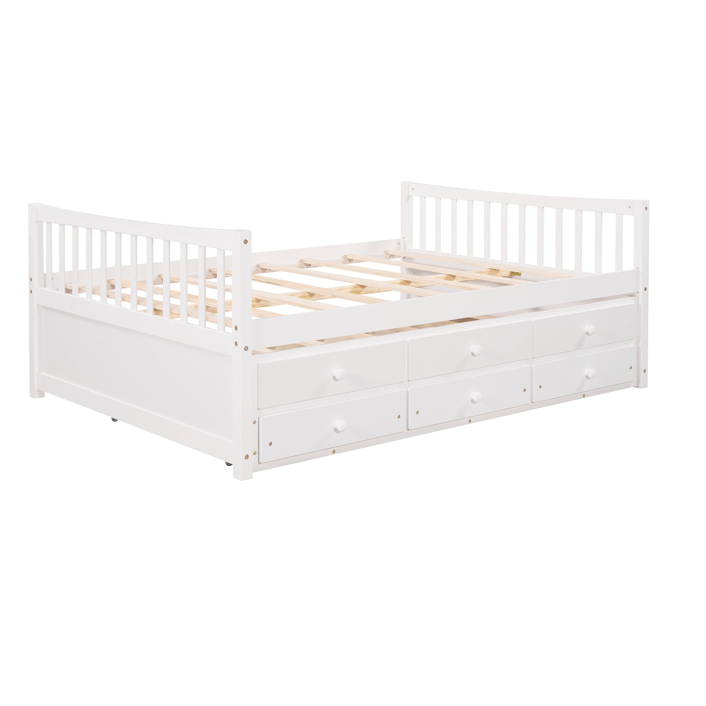 Xander Full Size Daybed with  Twin Size Trundle and Drawers - White
