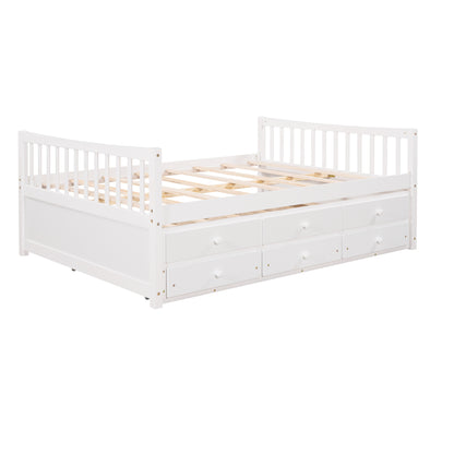 Xander Full Size Daybed with  Twin Size Trundle and Drawers - White