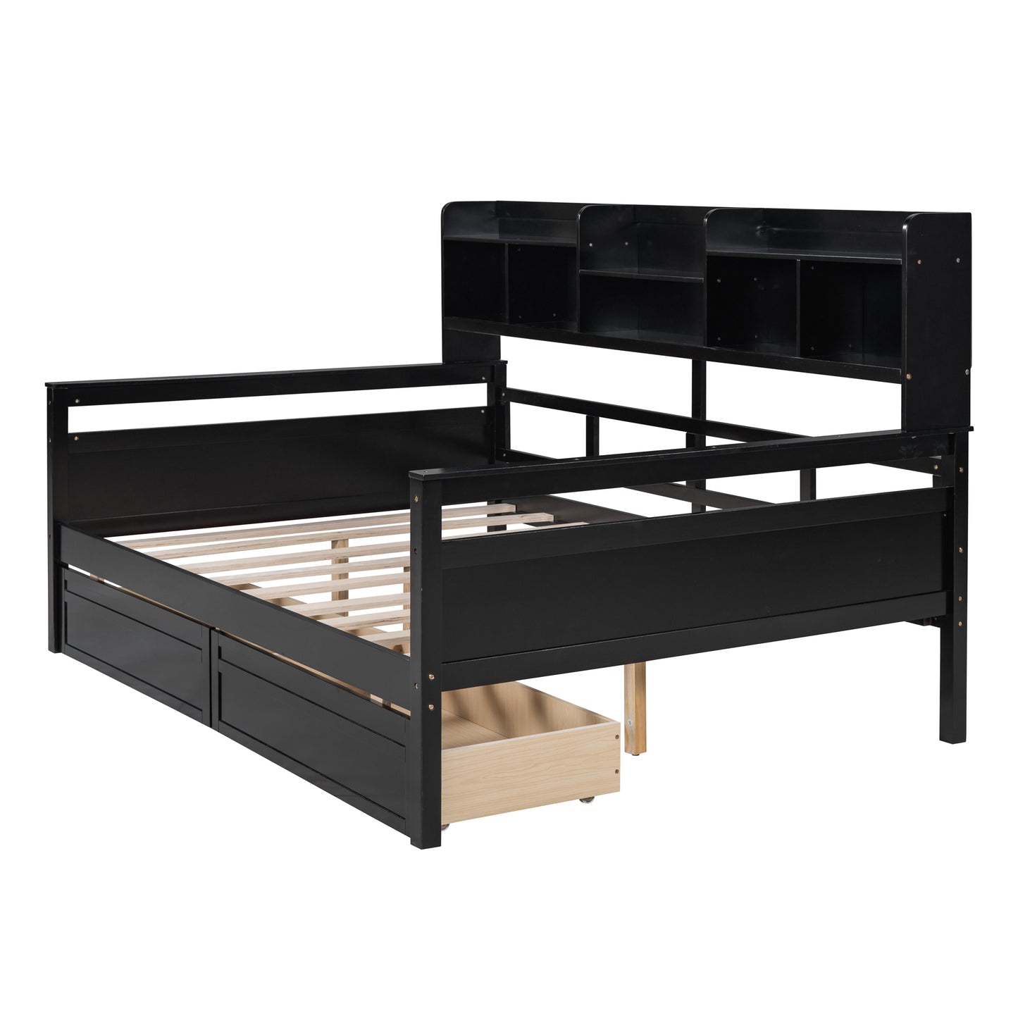 Ozi Full Size Metal Daybed with 2 Drawers - Espresso