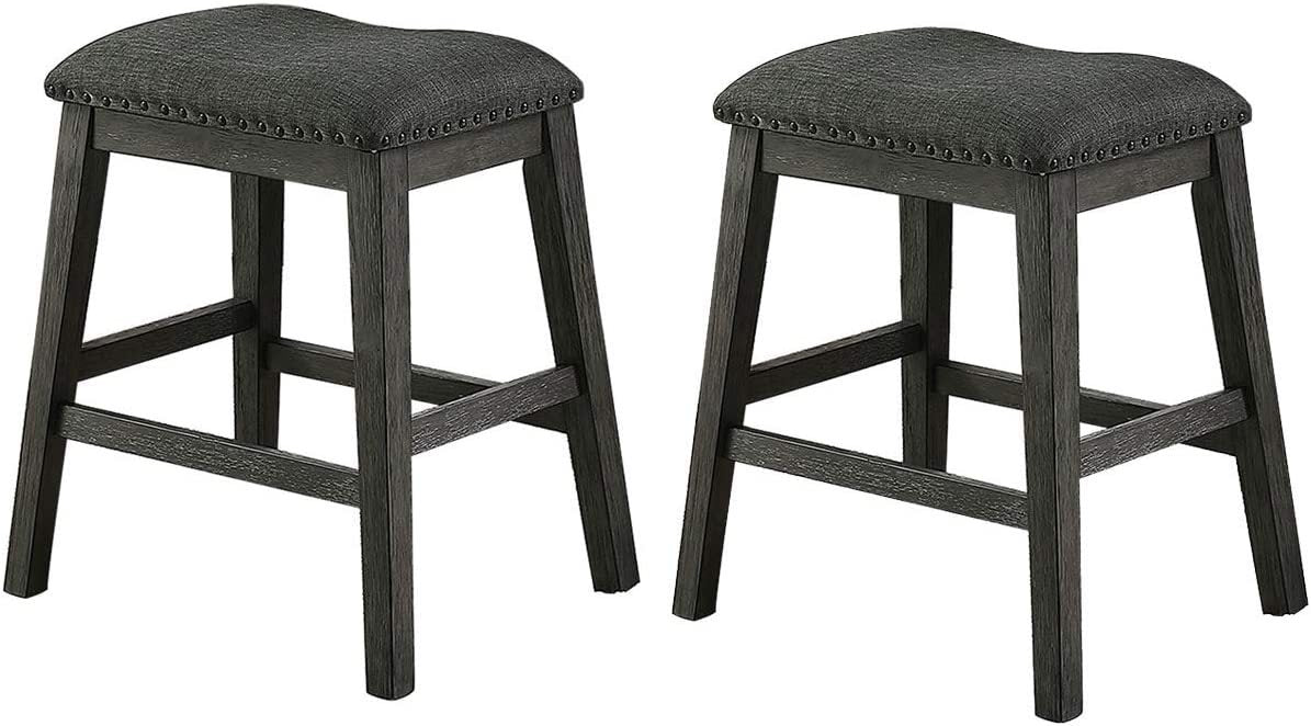 Cushion Seat Modern Contemporary Counter Stool - Grey Set of 2