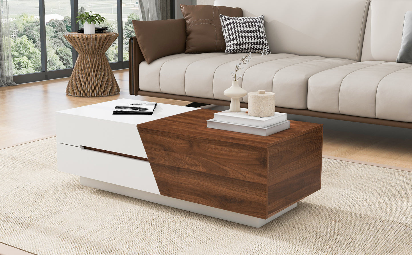 Duo Max Coffee Table - White&Walnut