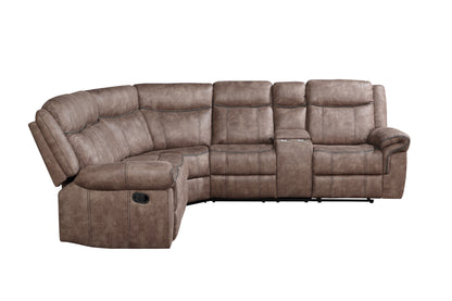 Dollum Velvet Sectional Sofa - Chocolate