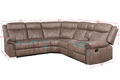 Dollum Velvet Sectional Sofa - Chocolate