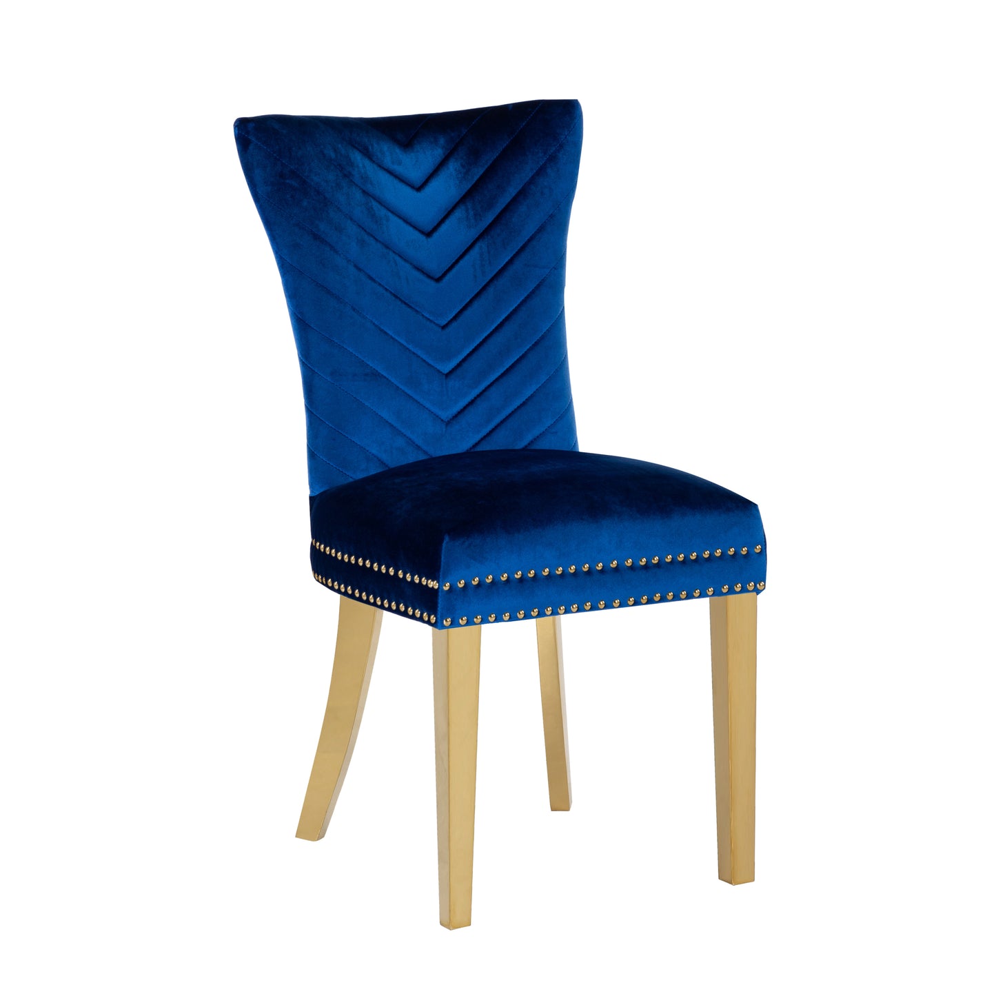 Estrada Dining Velvet Chair with Gold Leg (Set of 2) - Blue