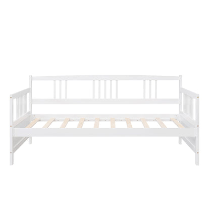 Lex Twin Size Wooden Daybed with Twin Size Trundle - White