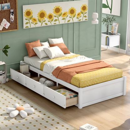 Oris Twin Size Wood Platform Bed - White