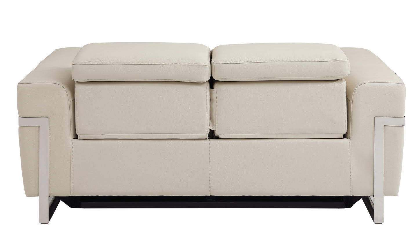 Regal Top Grain Italian Leather Loveseat with Power Recliner - Beige