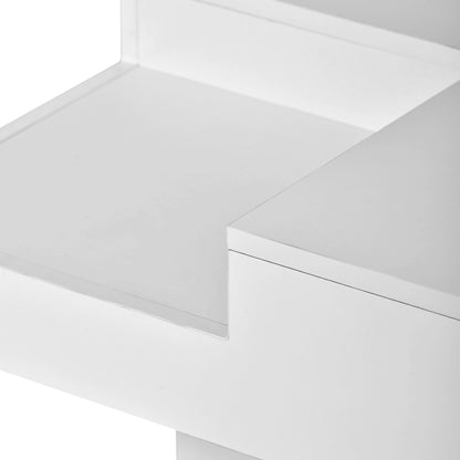 Square Coffee Table with Detachable Tray and LED Lights - White