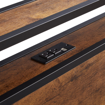 Fusco King Size Platform Bed Frame - Black+Brown