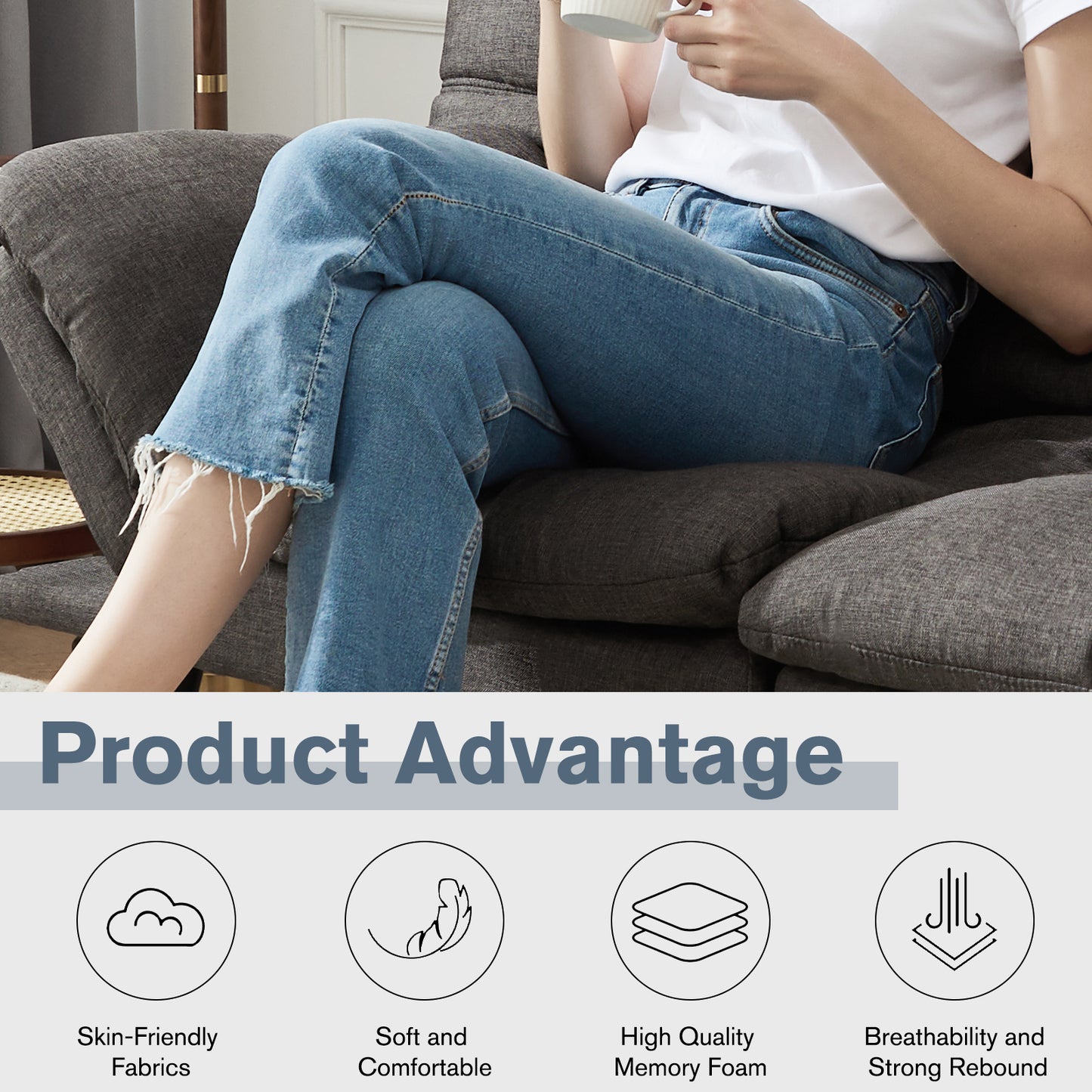 Futon Convertible Sofa Bed - Gray