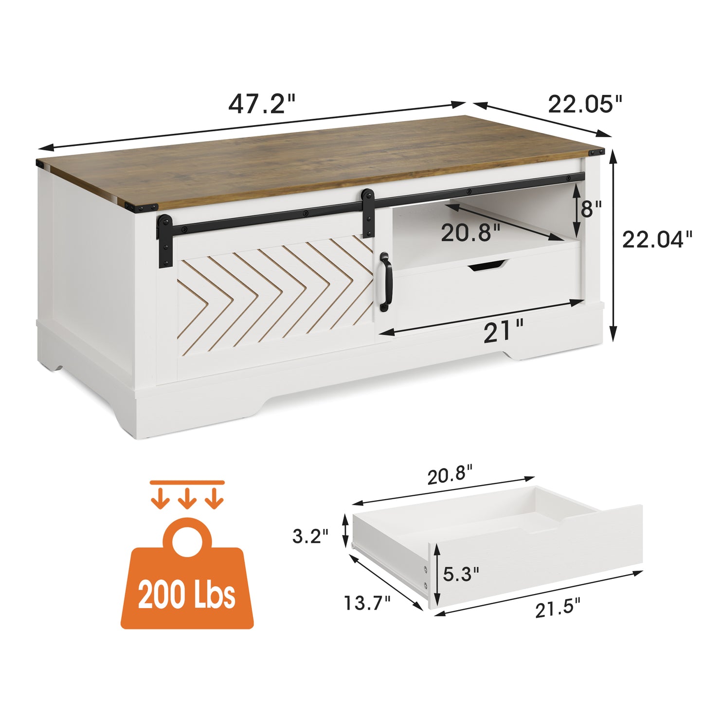 Barnwood Coffee Storage Table - White & Oak