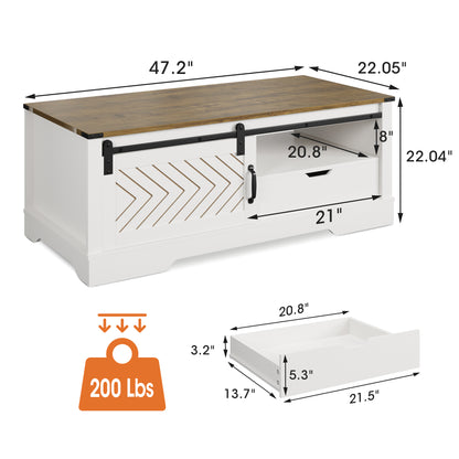 Barnwood Coffee Storage Table - White & Oak