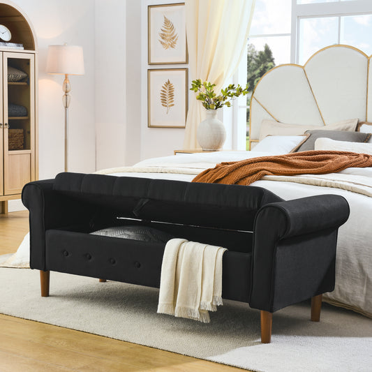 Rex Storage Ottoman Bench - Black