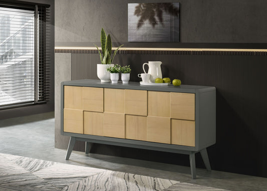 Blayde Light Gray & Natural Finish Server