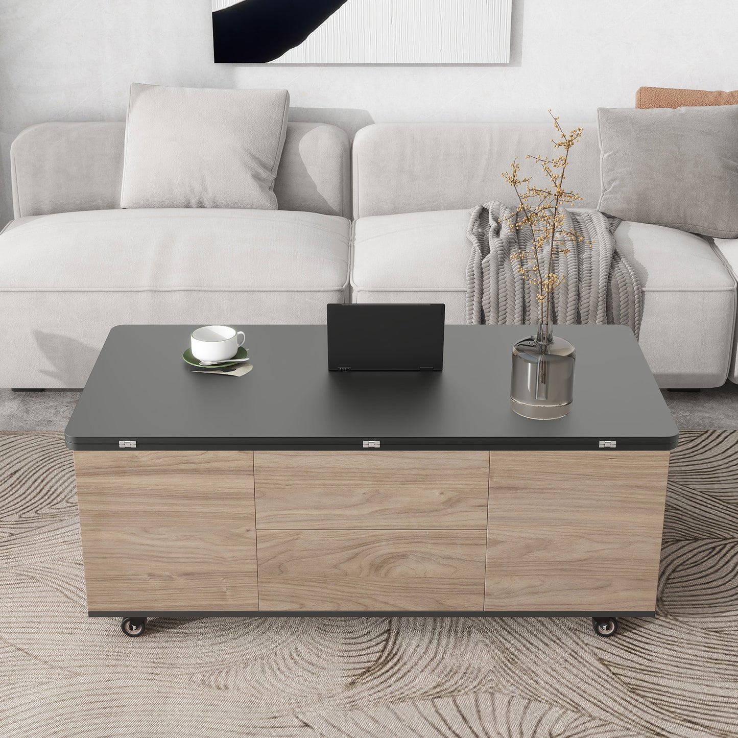 Regalia Modern Lift Top Coffee - Walnut & Black