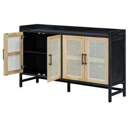 Hana Rattan Doors Sideboard Buffet - Black