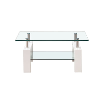 Pearl 2-Tier Coffee Table with Tempered Glass