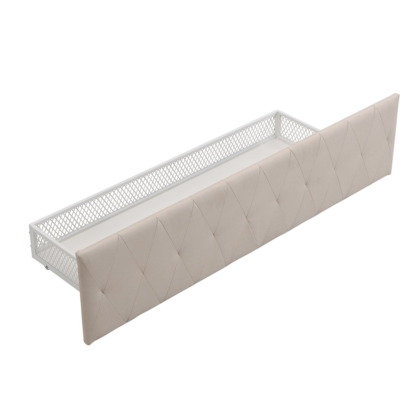 Apex Queen Size Storage Bed Metal Platform Bed with Drawer - Beige