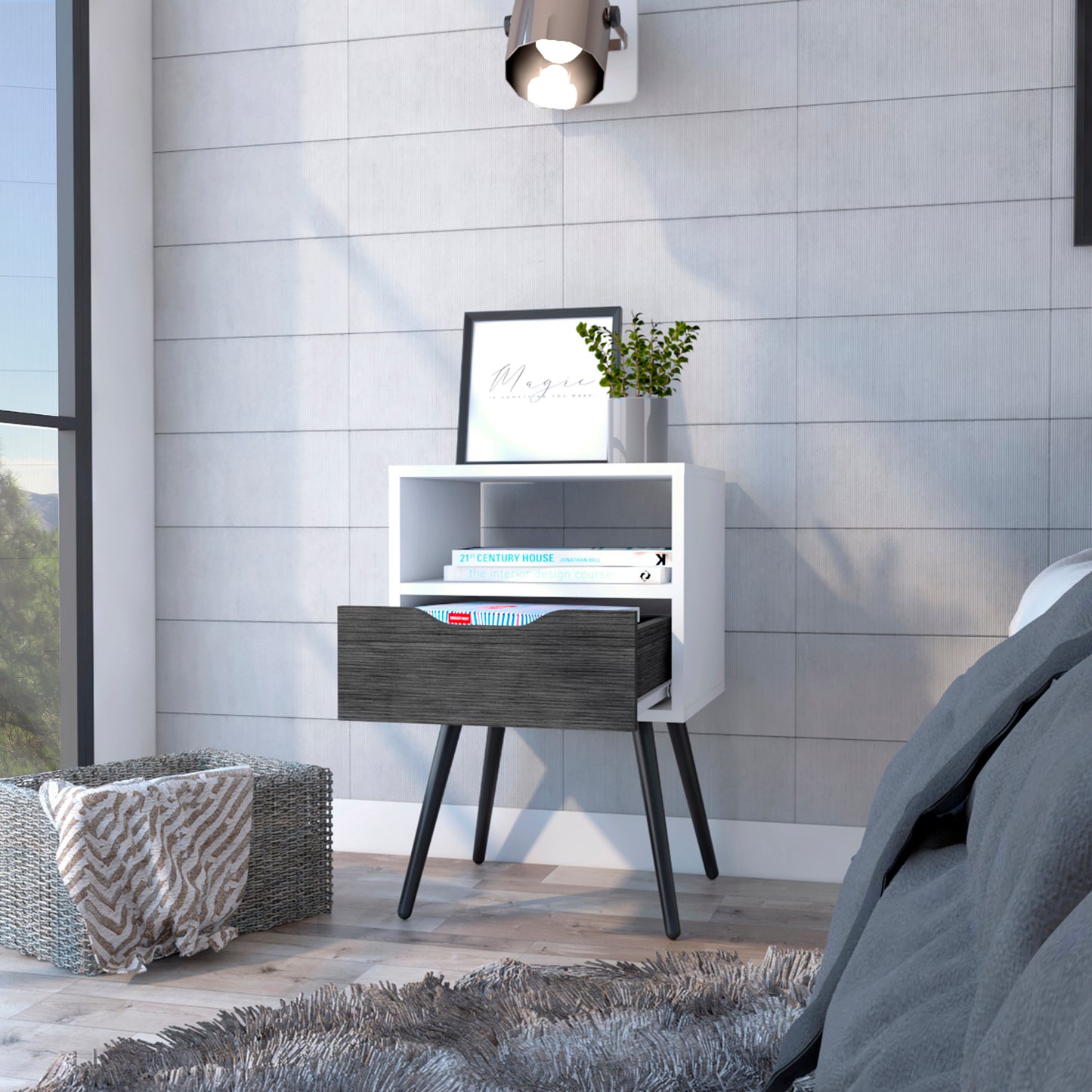 Otom Nightstand - Oak/White