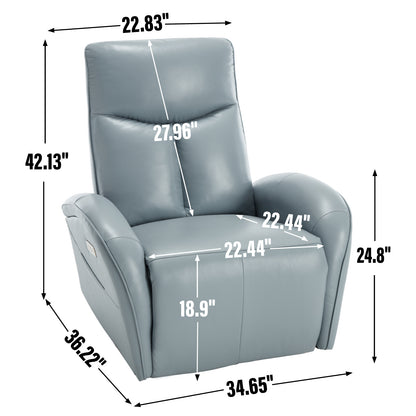 Vince Swivel and Rocker Power Recliner Chair - Blue