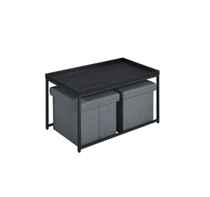 Monty Black Wood Grain 3 Piece Coffee Table Set