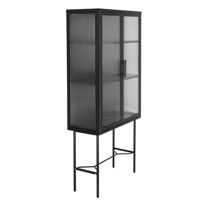 Renoe Tampered Glass Doors Cabinet - Black