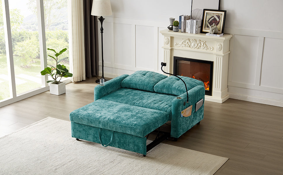 Rita Loveseat Pull-out Sofa Bed with Adjustable Backrest - Teal