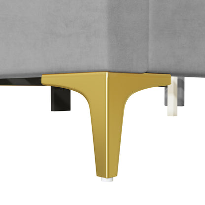 Lynn Full Size Velvet Platform Bed w Mental Legs - Gray