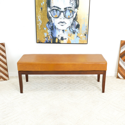 Austin II Antique Tan Leather Bench