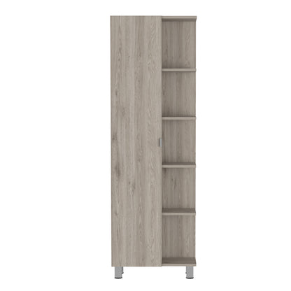 Portland 5-Shelf Linen Cabinet - Light Grey