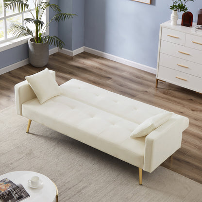 Fuco Convertible Velvet Sofa Bed - Cream White