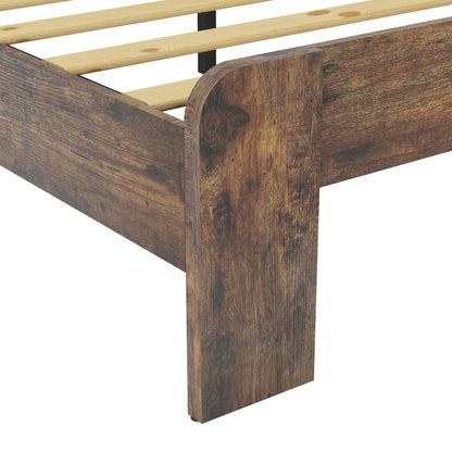 Kumo Full Size Wood Platform Bed Frame - Dark Brown