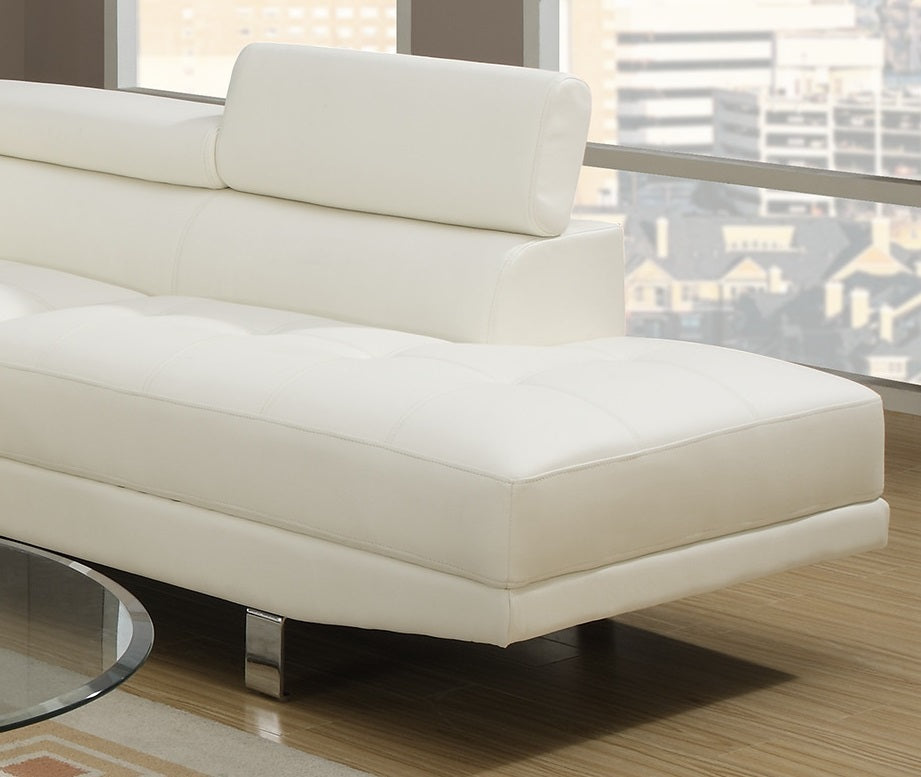 Akira Sectional Sofa Adjustable Headrest - White