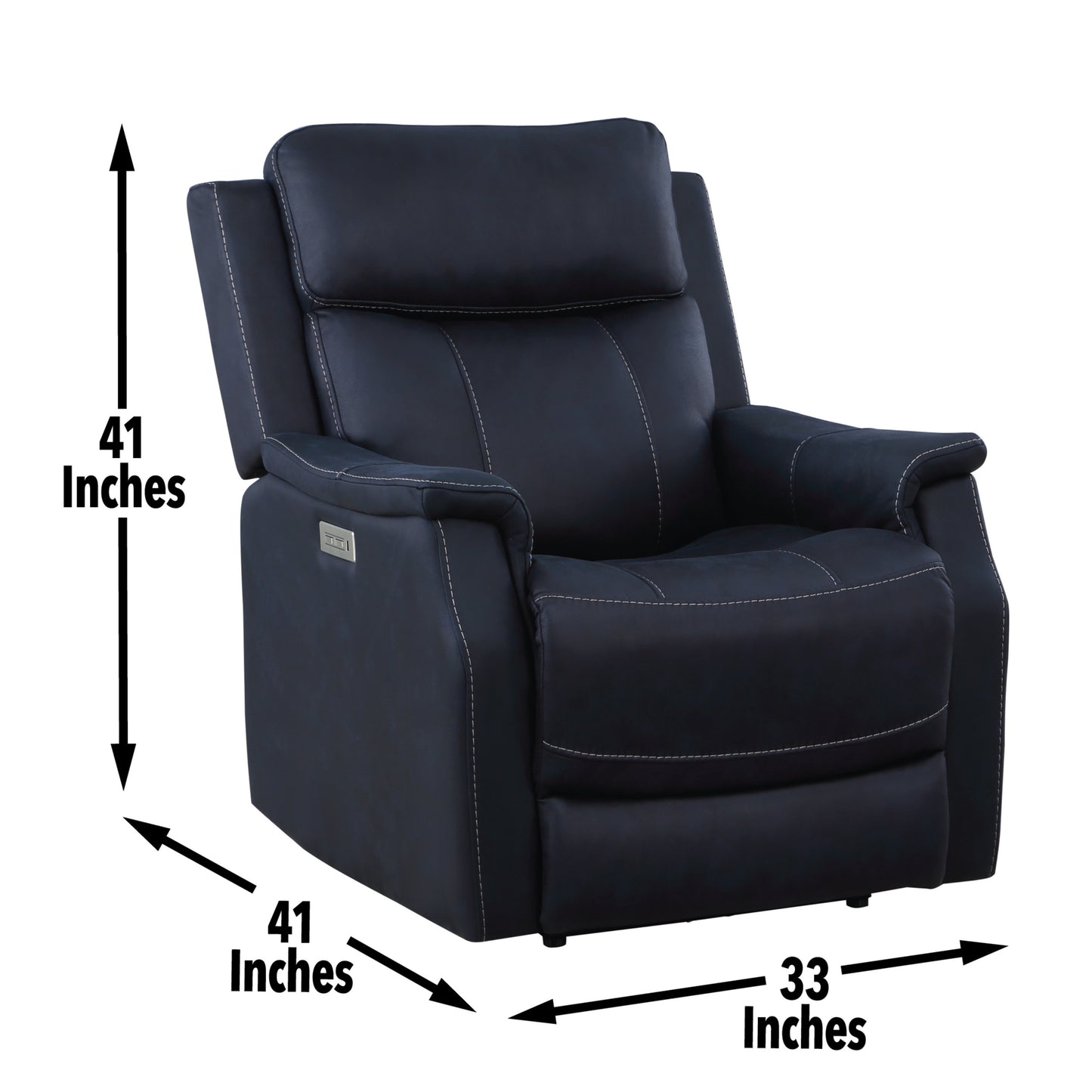 Clean Contemporary Dual-Power Recliner - Blue