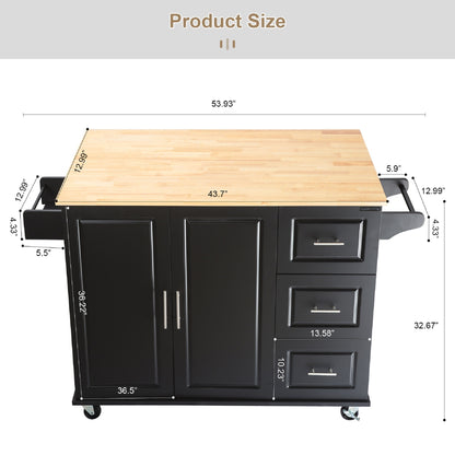 Marvel Kitchen Island & Kitchen Cart  - - Black