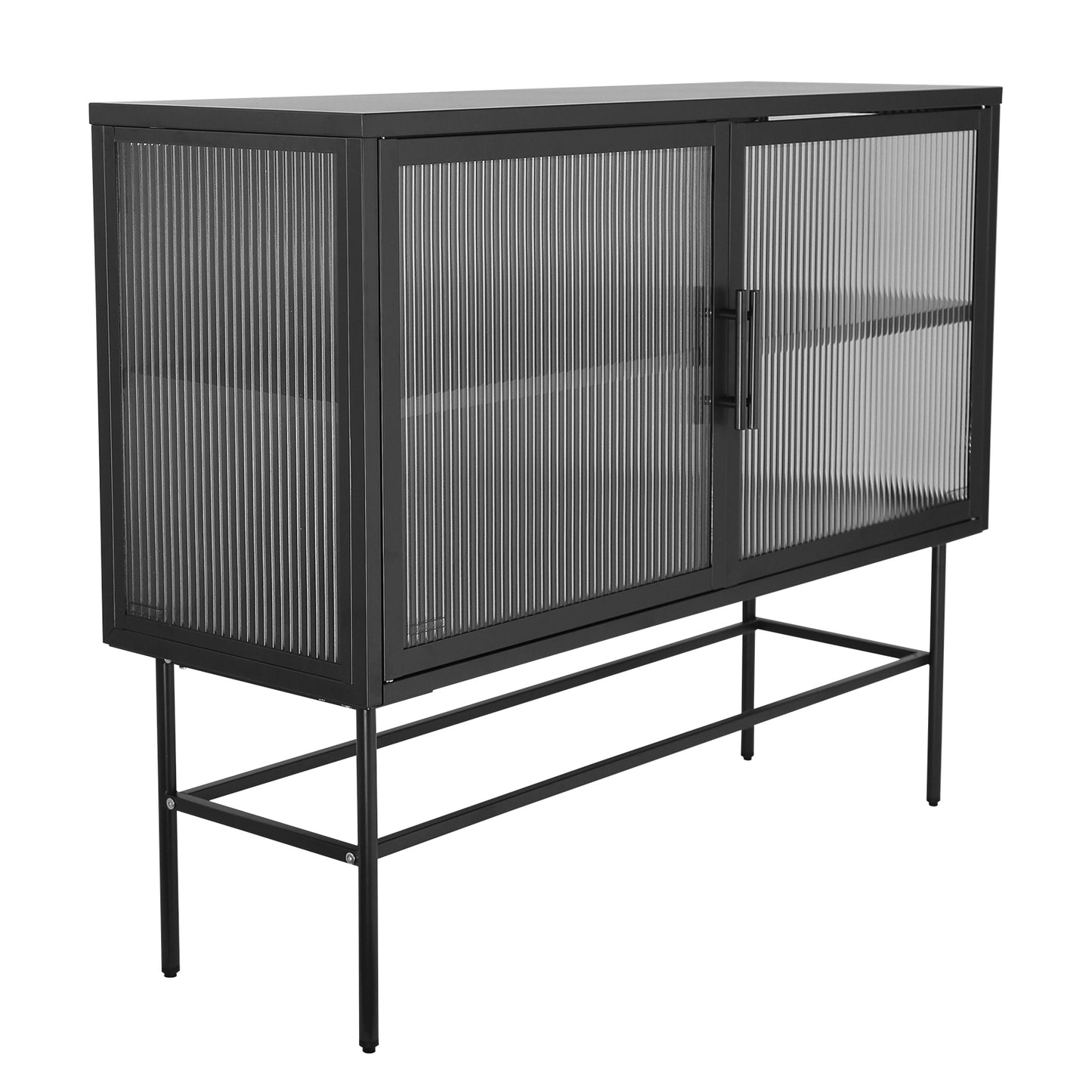 Pratt II Double Door Tempered Glass Sideboard - Black