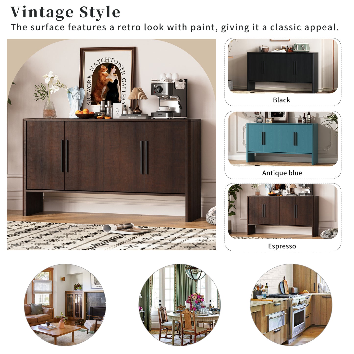 Miya Retro Sideboard Buffet - Espresso