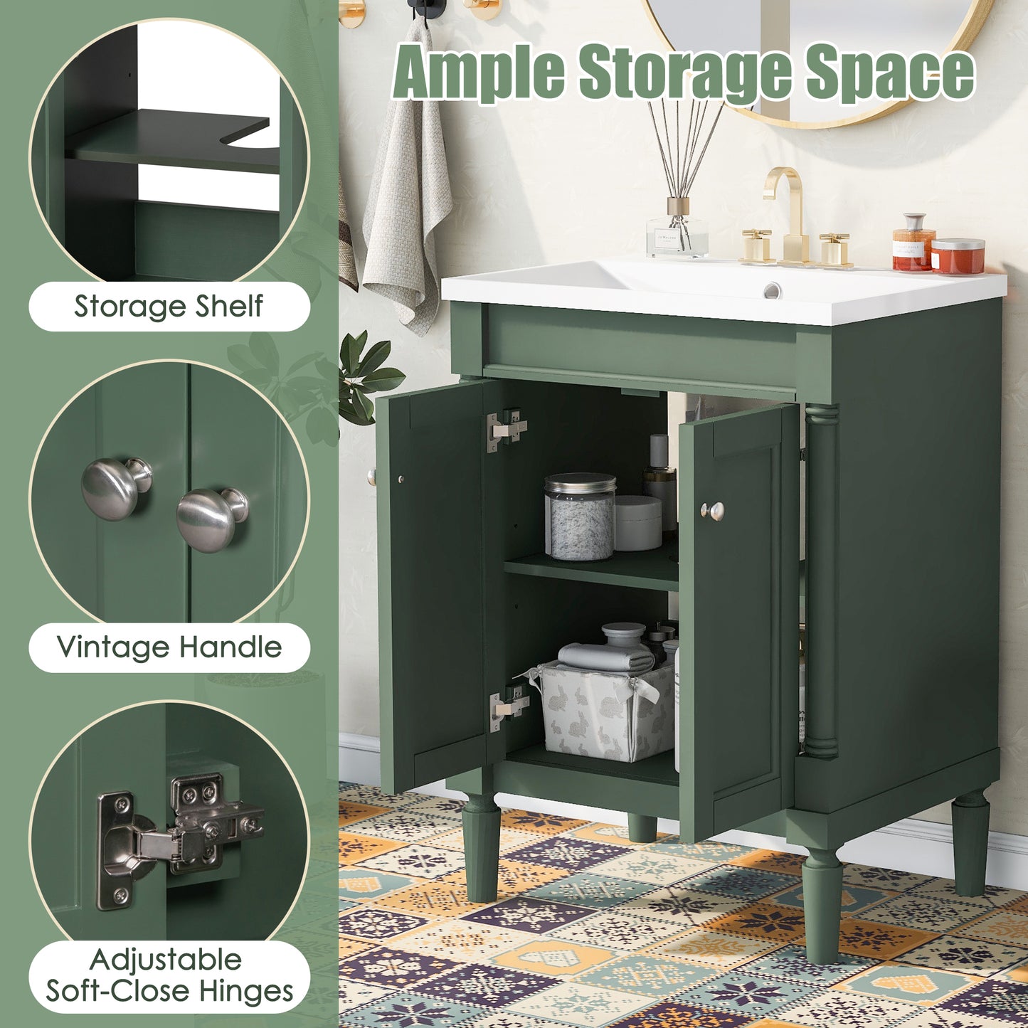 Modern Storage Bathroom Vanity with Top Sink
