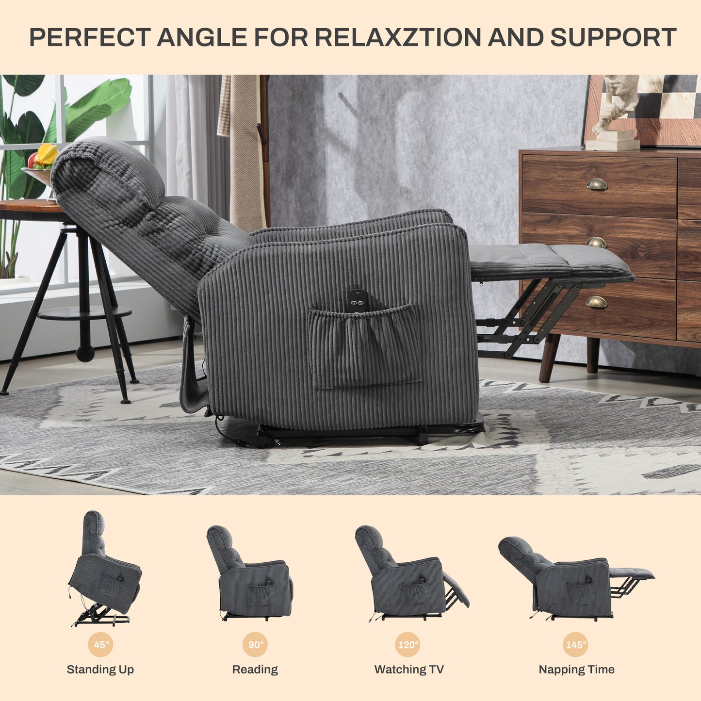 Fraser Electric Recliner Chair - Dark Gray
