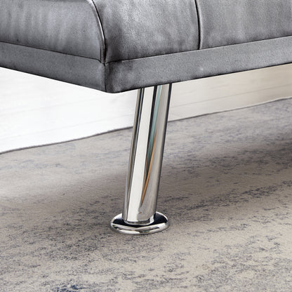 Yukon Fabric Futon Sofa Bed with Metal Legs - Gray
