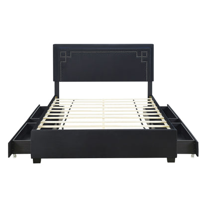 Omo Queen Size Upholstered Platform Bed - Black