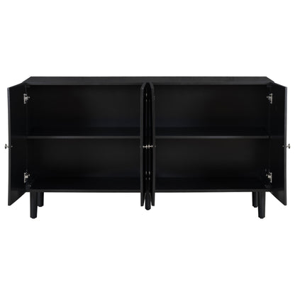 Butler Wavy Pattern Doors Sideboard Buffet - Black