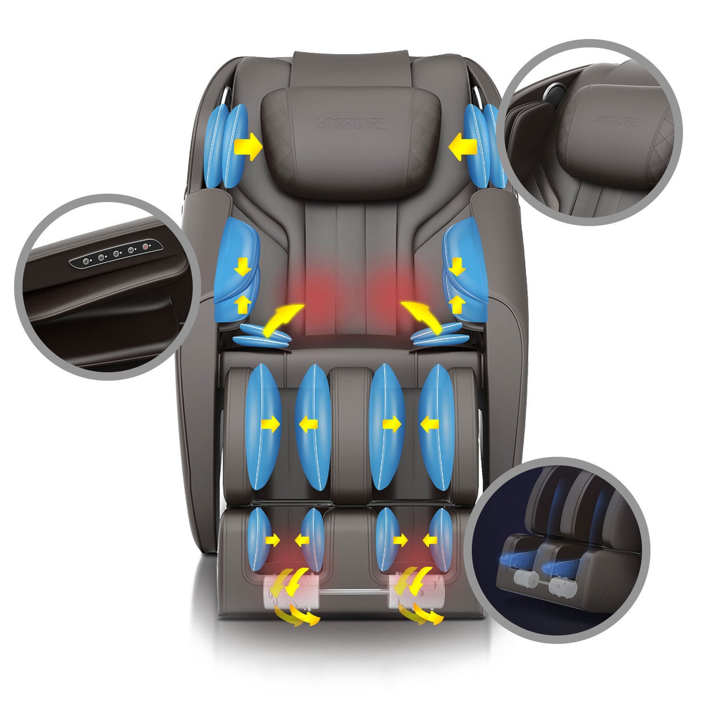 Soothe Sculpt Full Body Airbag Massage Recliner with Bluetooth Speaker - Black