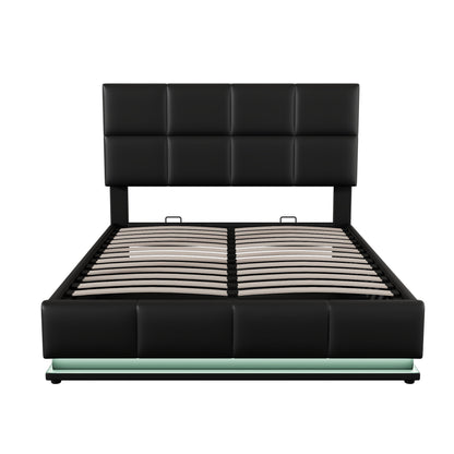 Lino Full Size PU Storage Bed w Hydraulic System - Black