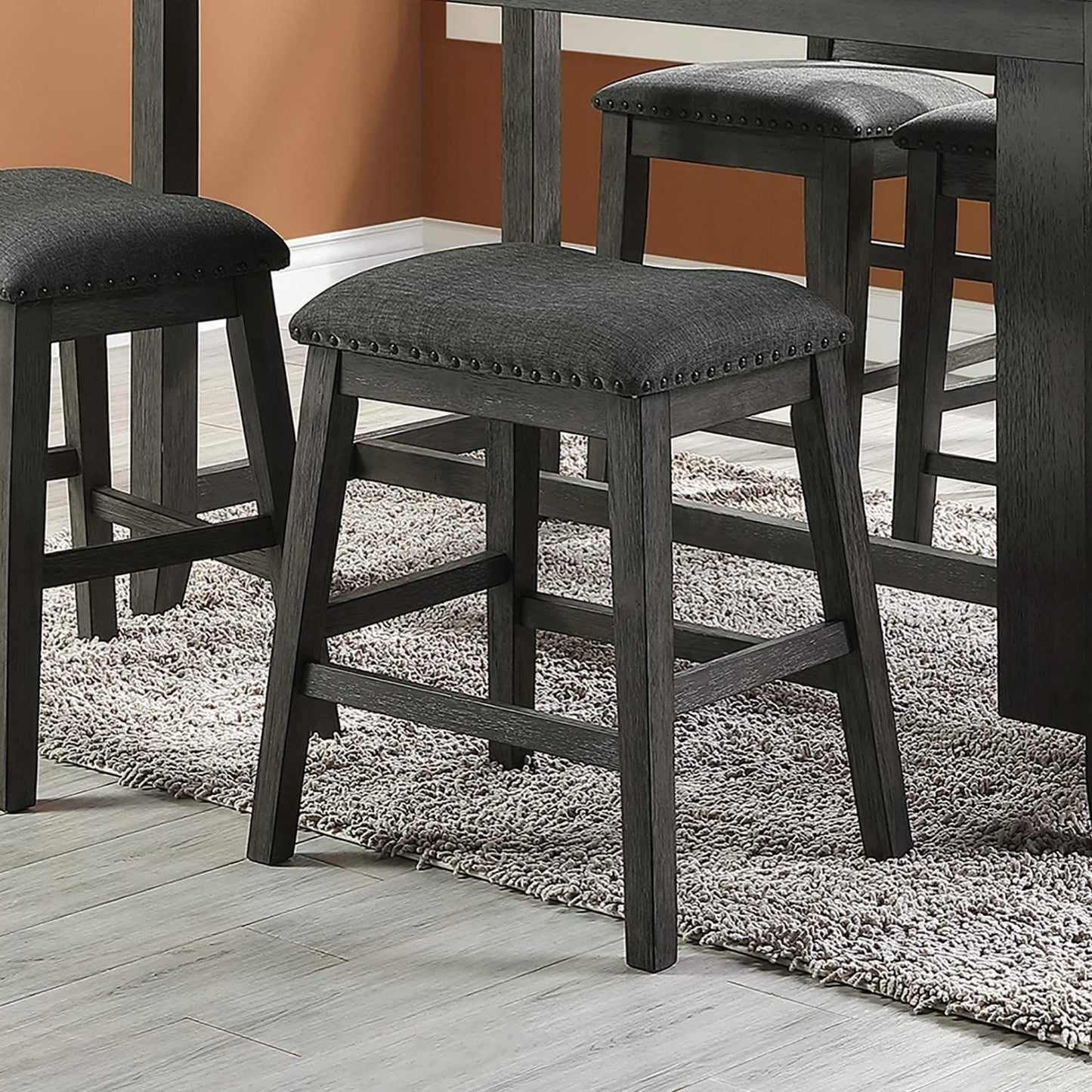 Cushion Seat Modern Contemporary Counter Stool - Grey Set of 2