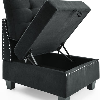 Supa Modular Sectional Velvet Sofa Set 2 - Black