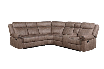 Dollum Velvet Sectional Sofa - Chocolate