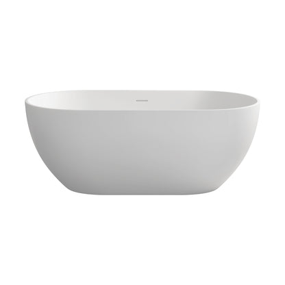 Gina 59" Solid Surface Freestanding Soaking Bathtub - Matte White
