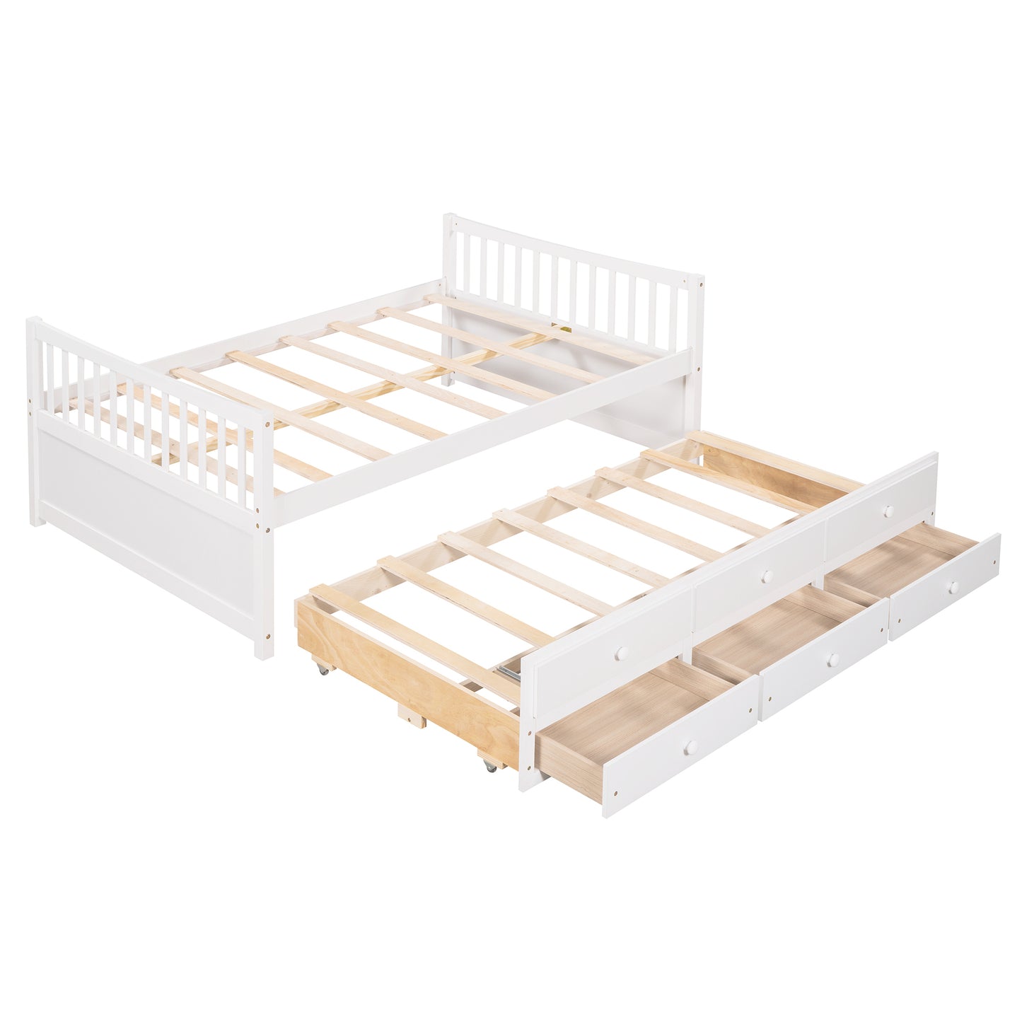 Xander Full Size Daybed with  Twin Size Trundle and Drawers - White