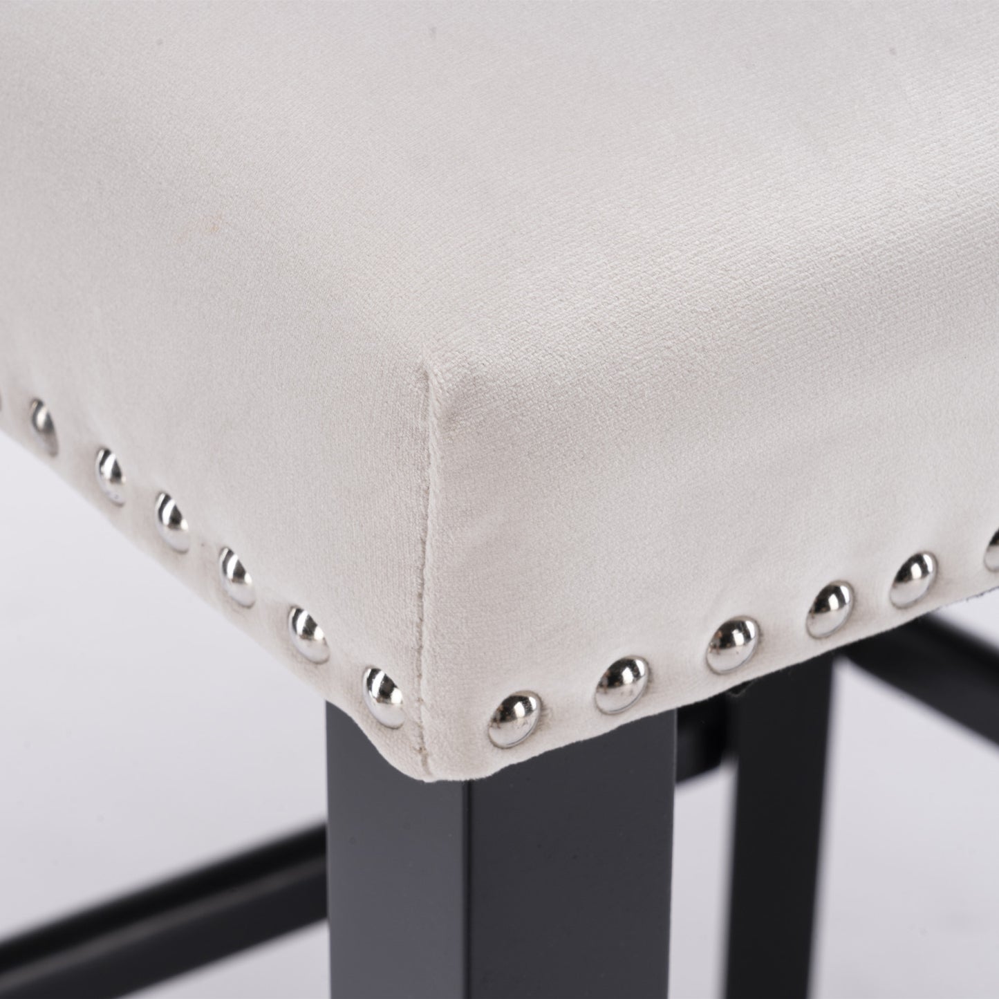 Family  Velvet Upholstered Wing-Back Bar Stools - Beige Set of 4